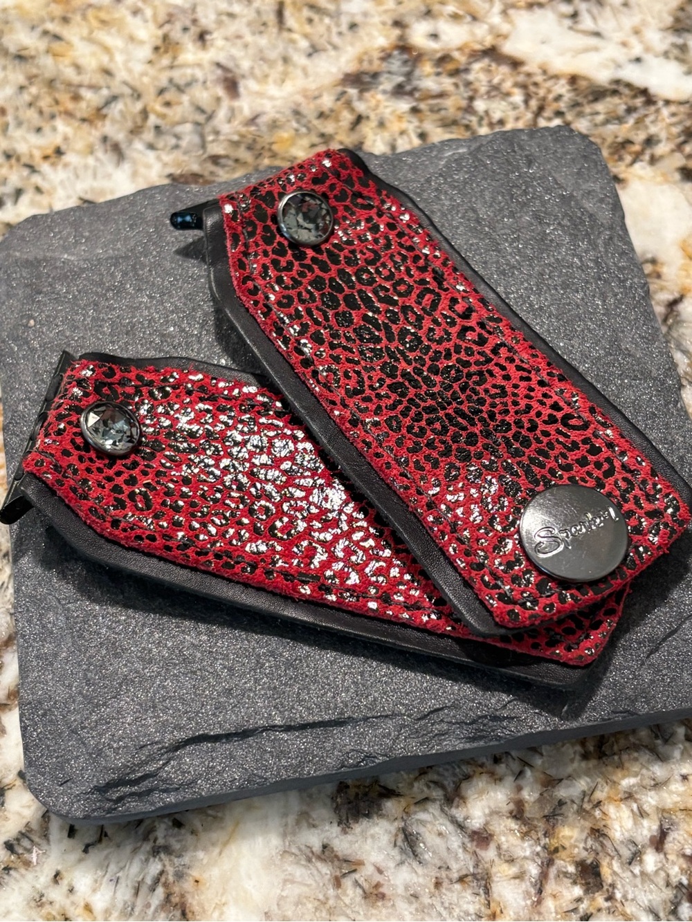 Rare Red Gattino Leopard Lined with Black Veg Leather Watch Band